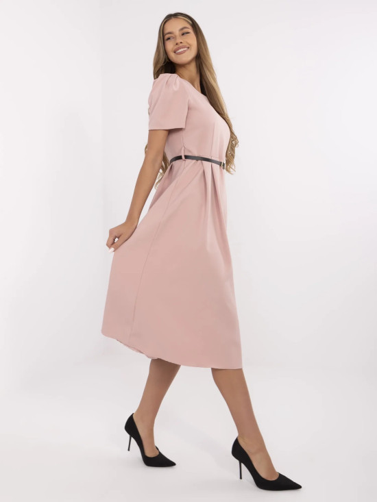 Elegantna midi obleka v temno roza