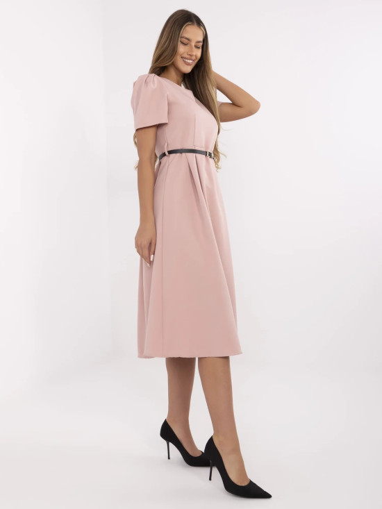 Elegantna midi obleka v temno roza