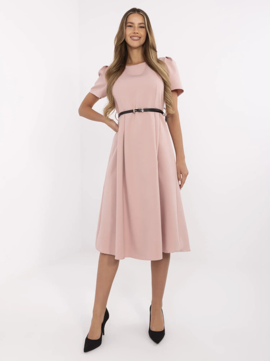 Elegantna midi obleka v temno roza