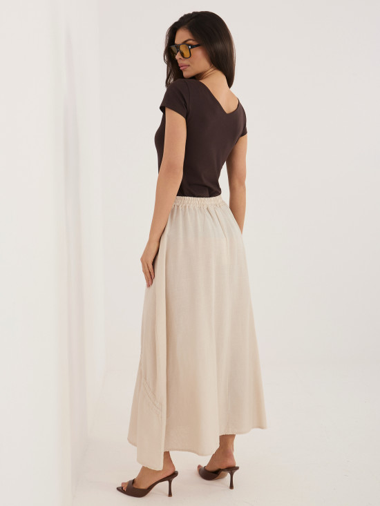 Bež midi krilo z zavezovanjem