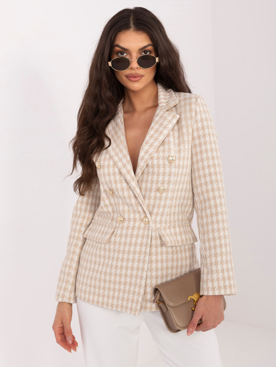 Bež sako s pepita vzorcem in podlogo