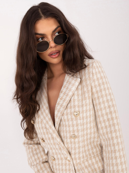 Bež sako s pepita vzorcem in podlogo