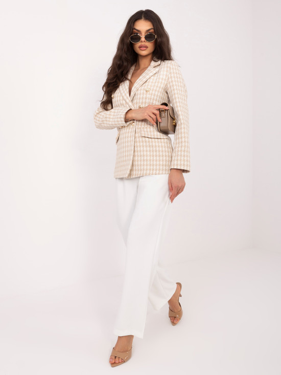 Bež sako s pepita vzorcem in podlogo