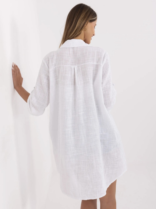 Bela oversize obleka s 3/4 rokavi