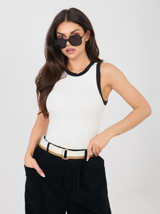 Bela bombažna top majica brez rokavov