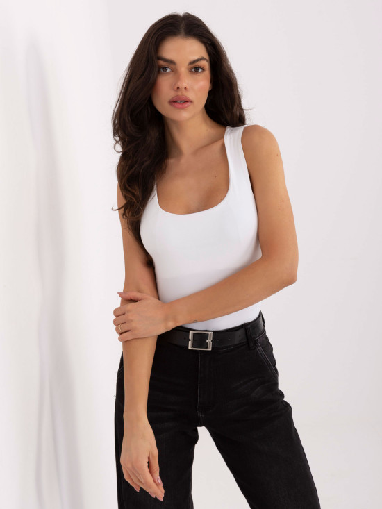 Bel gladek top brez rokavov