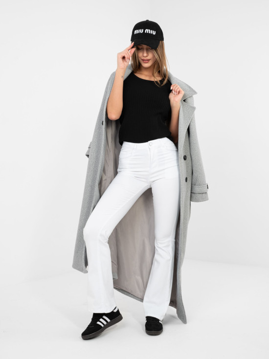 Črna rebrasta bombažna bluza s kratkimi rokavi