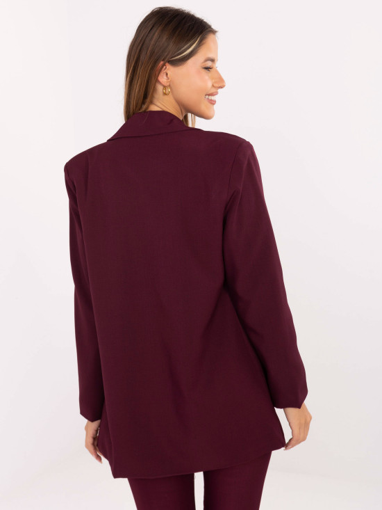 Elegantni bordo suknjič s podlogo in broško