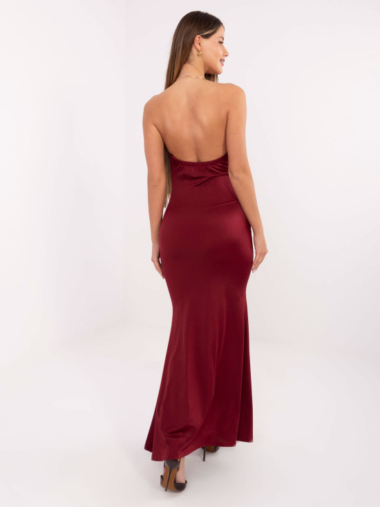 Elegantna bordo maxi obleka