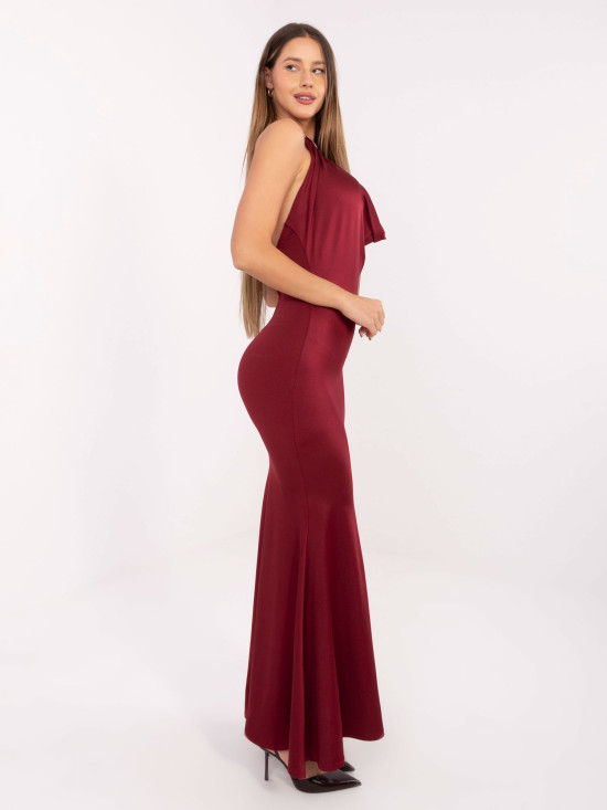 Elegantna bordo maxi obleka