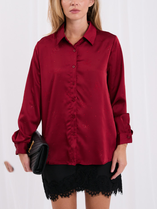 Elegantna bordo srajca z aplikacijo