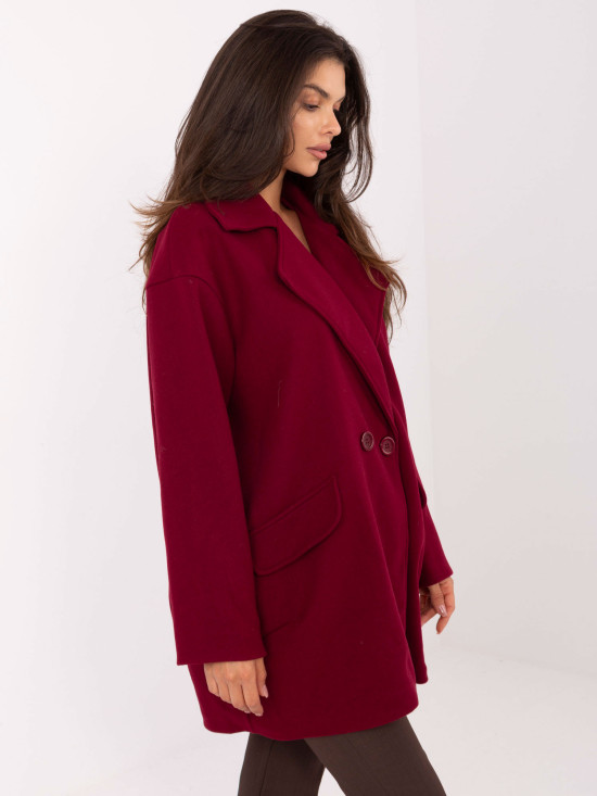 Eleganten prehodni plašč v bordo barvi