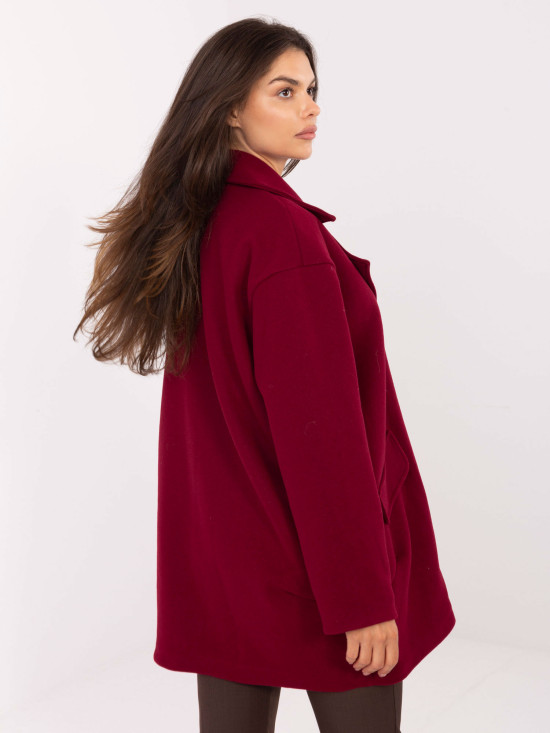 Eleganten prehodni plašč v bordo barvi