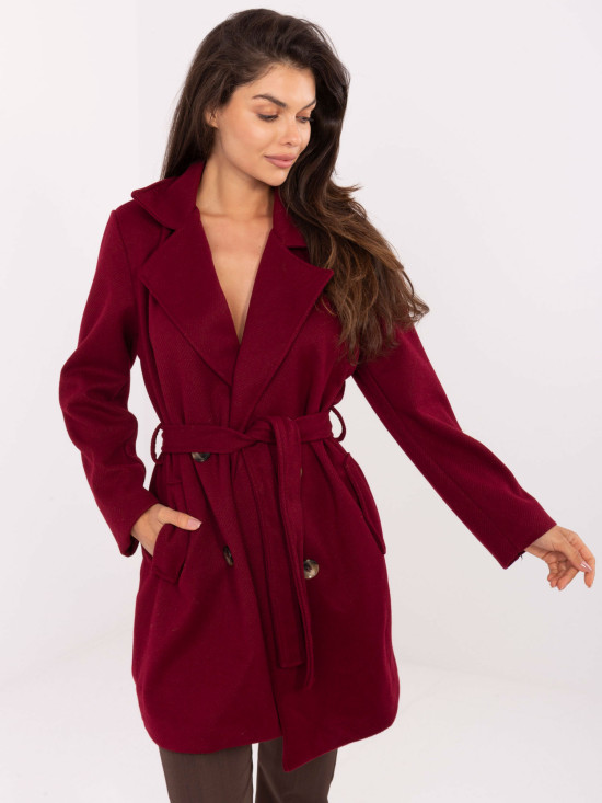 Eleganten prehodni plašč v bordo barvi
