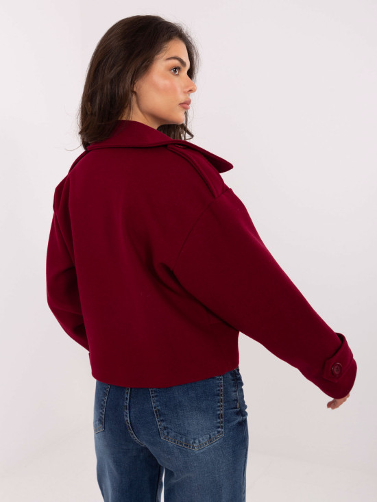 Eleganten prehodni plašč v bordo barvi