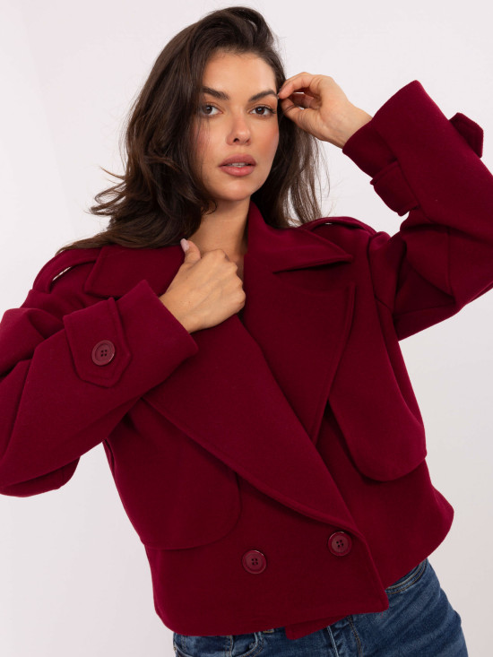 Eleganten prehodni plašč v bordo barvi