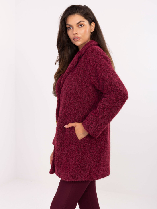 Eleganten prehodni plašč v bordo barvi