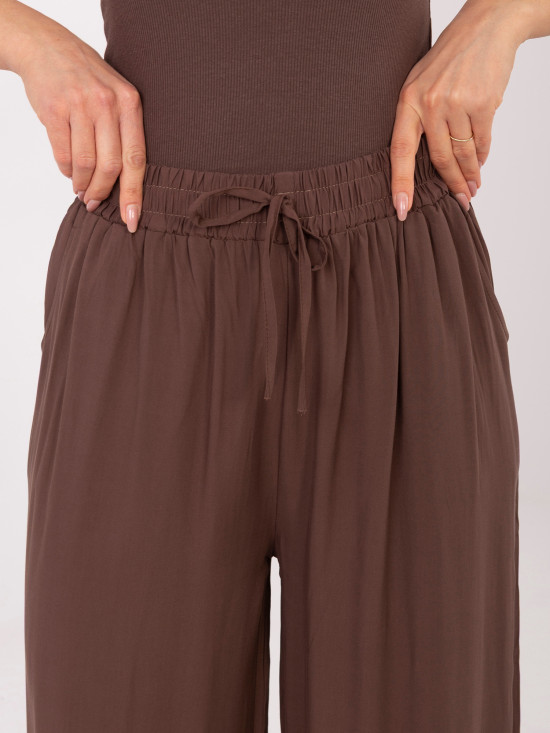 Rjave palazzo hlače iz viskoze