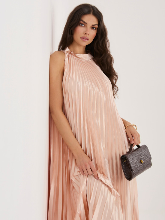 Koktajl midi obleka z volanom in zavezovanjem