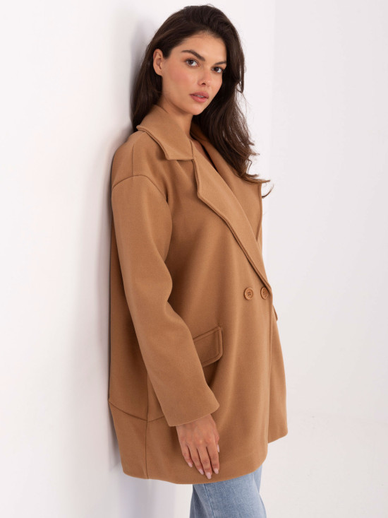 Eleganten prehodni plašč v camel barvi