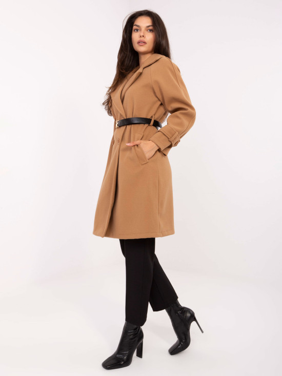 Eleganten prehodni plašč v camel barvi