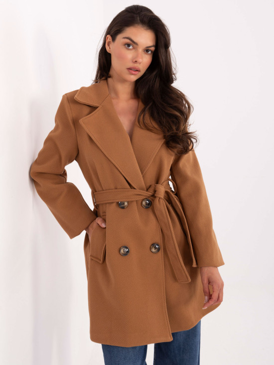 Eleganten prehodni plašč v camel barvi