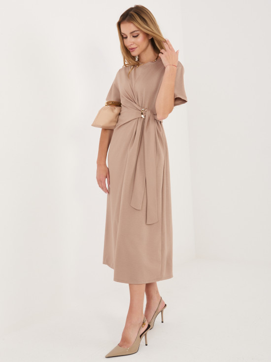 Bežna midi poletna obleka s kratkimi rokavi