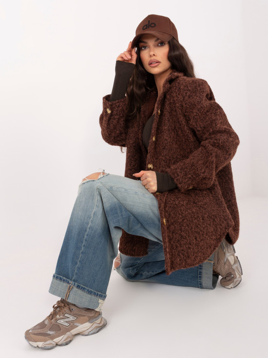 Ženska prehodna jakna v temno rjavi barvi