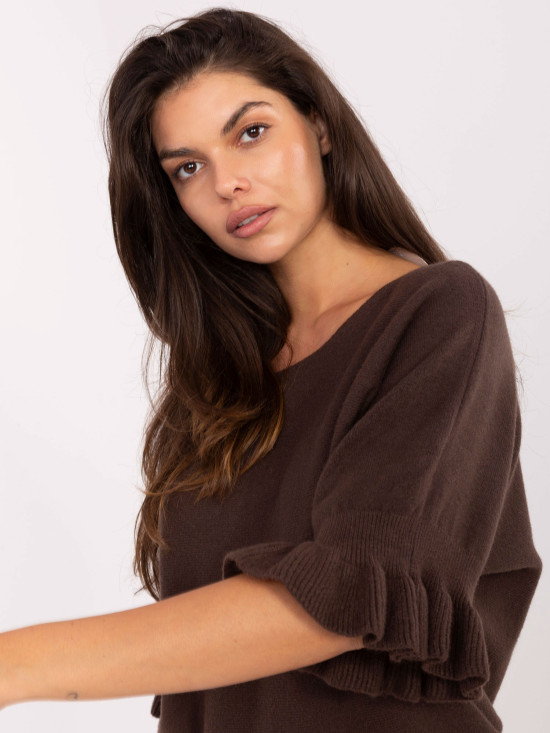 Elegantna rjava pulover s 3/4 rokavi
