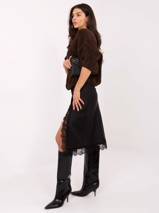 Eleganten rjav pulover s 3/4 rokavi in gumbi