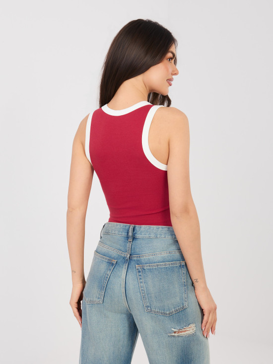 Kratek rdeč bombažni top brez rokavov