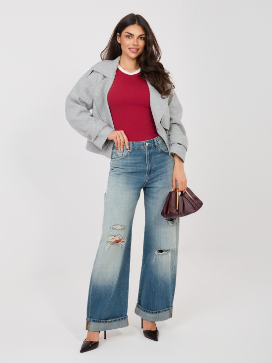 Kratek rdeč bombažni top brez rokavov