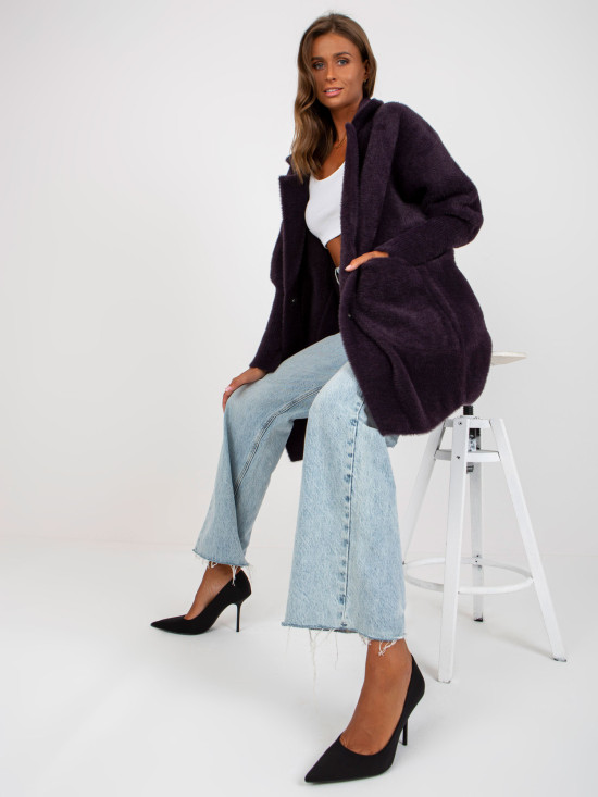 Prehodni plašč iz alpake in volne violet