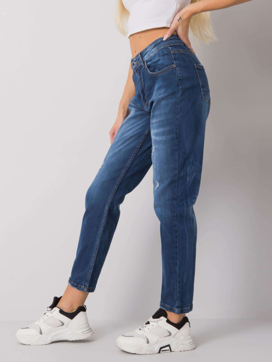Temno modri mom jeans s ravnim krojem
