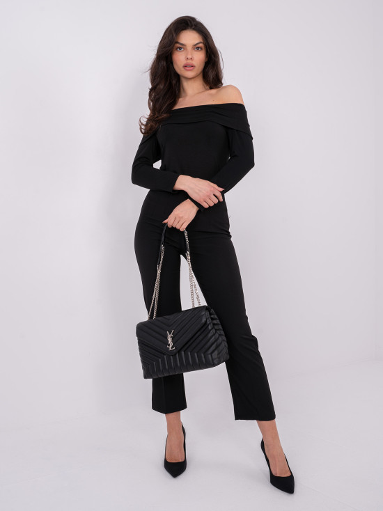 Črna bluza z odprtimi rameni in 3/4 rokavi