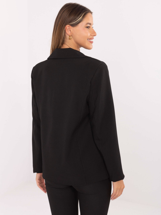 Elegantni črn suknjič z broško in podlogo