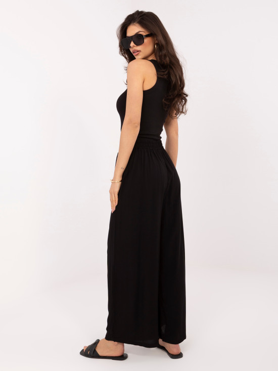 Črne palazzo hlače iz viskoze