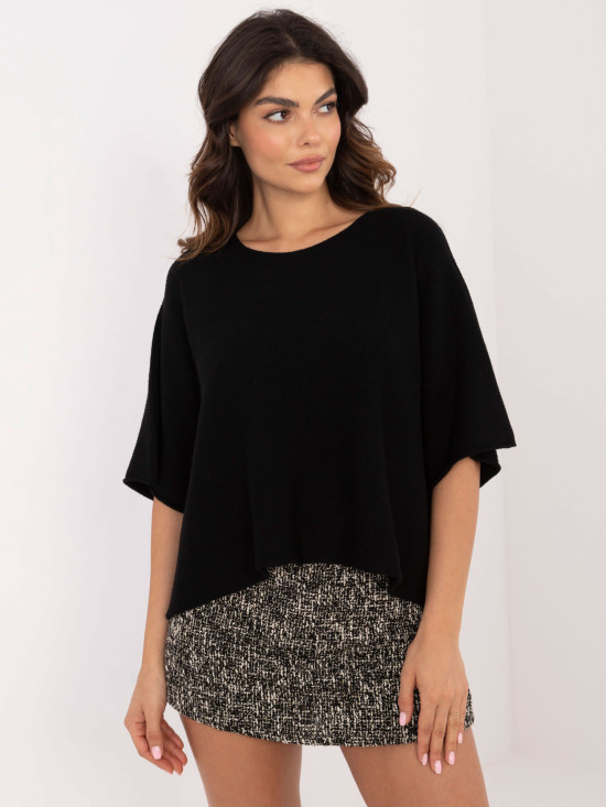 Eleganten črn pulover s 3/4 rokavi