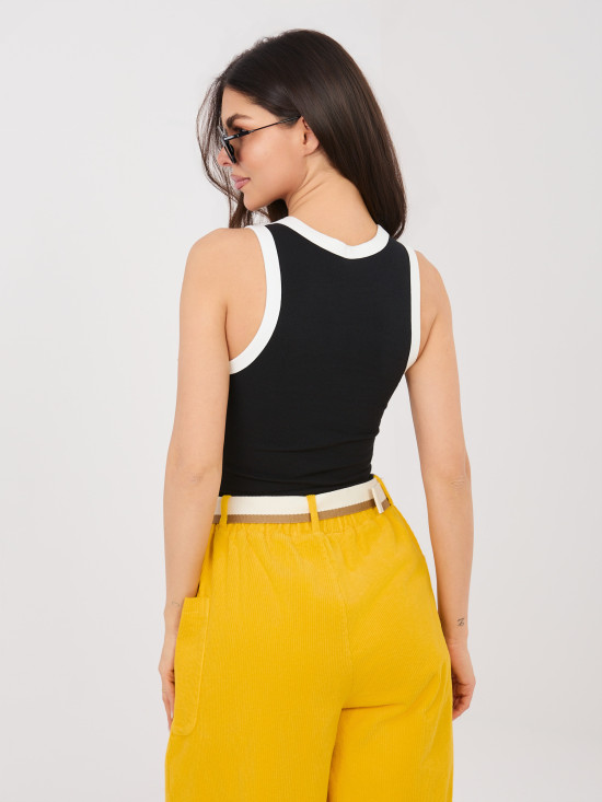 Črn bombažen top brez rokavov