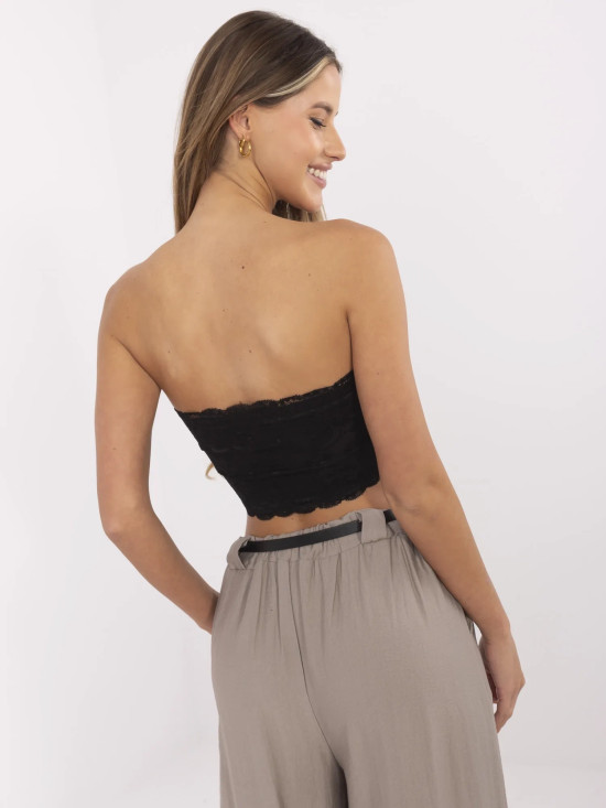 Elegantna črna majica z čipko