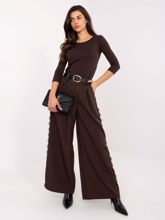 Rjava bombažna bluza s 3/4 rokavi