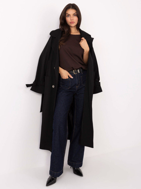 Rjava bombažna majica s čolnastim izrezom