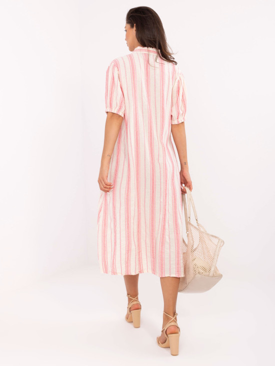 Oversize bela-roza obleka