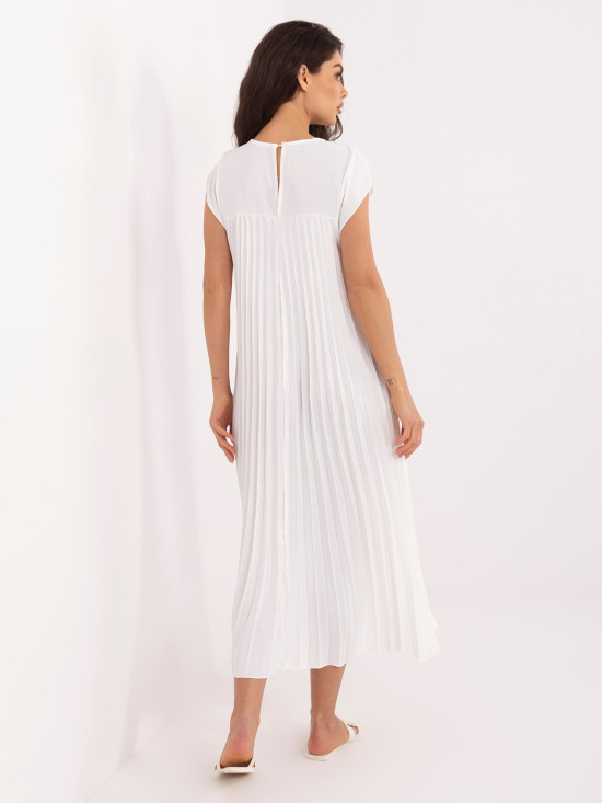 Elegantna midi obleka ecru z žepi