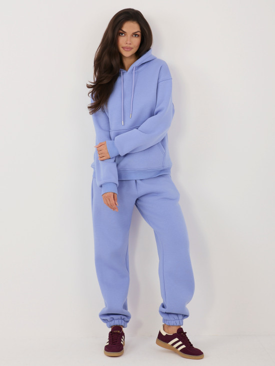 Vijolični ženski komplet s kapuco in dolgimi rokavi