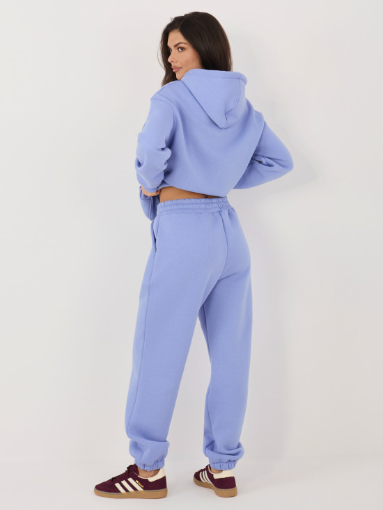 Vijolični ženski komplet s kapuco in dolgimi rokavi