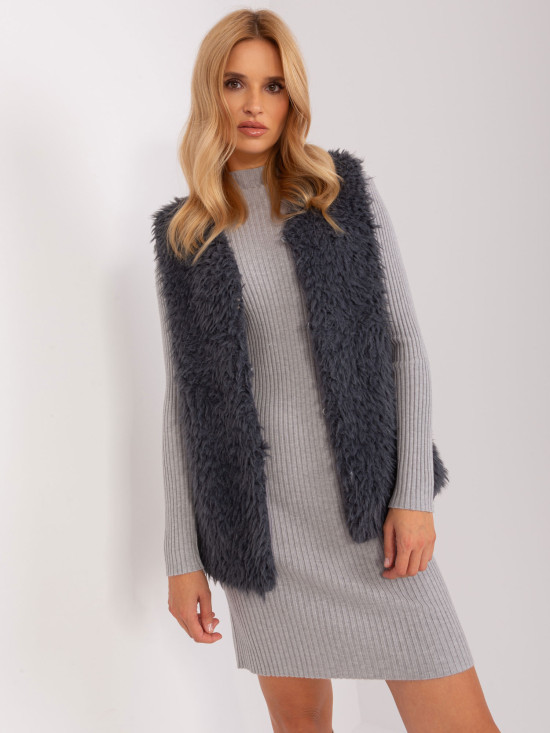 Grafitni ženski telovnik s podlogo