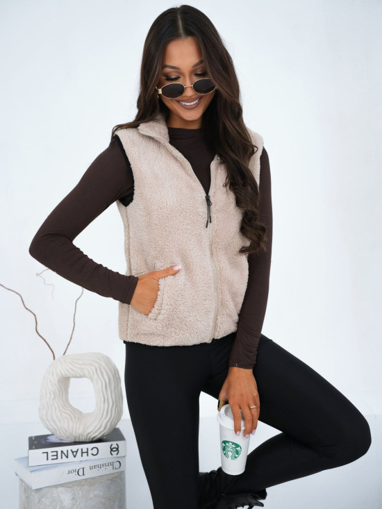 Bež telovnik iz umetnega krzna