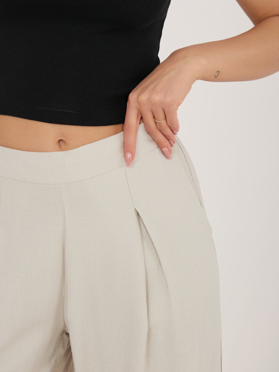 Bež palazzo hlače iz viskoze