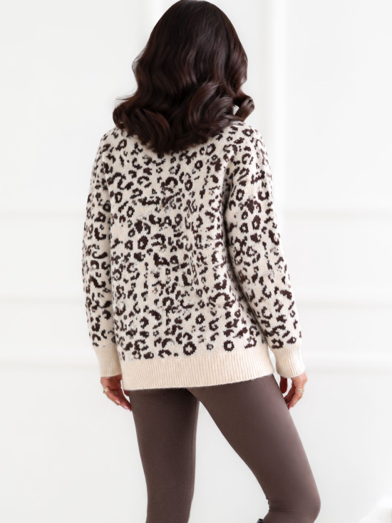 Bež pulover z živalskim vzorcem